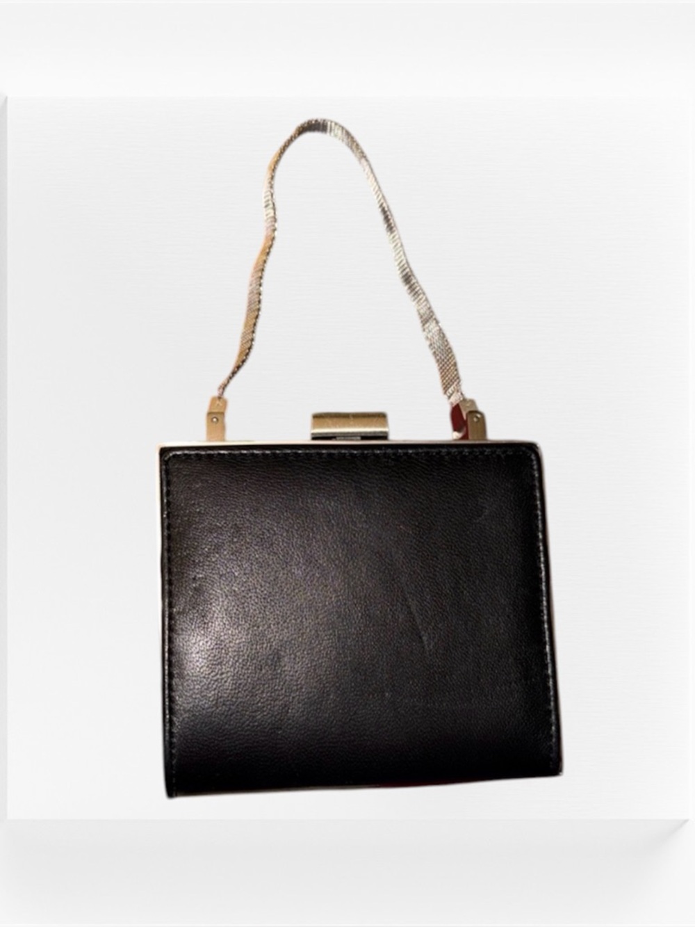 Vintage SONDRA ROBERTS Black Leather Boxy Purse